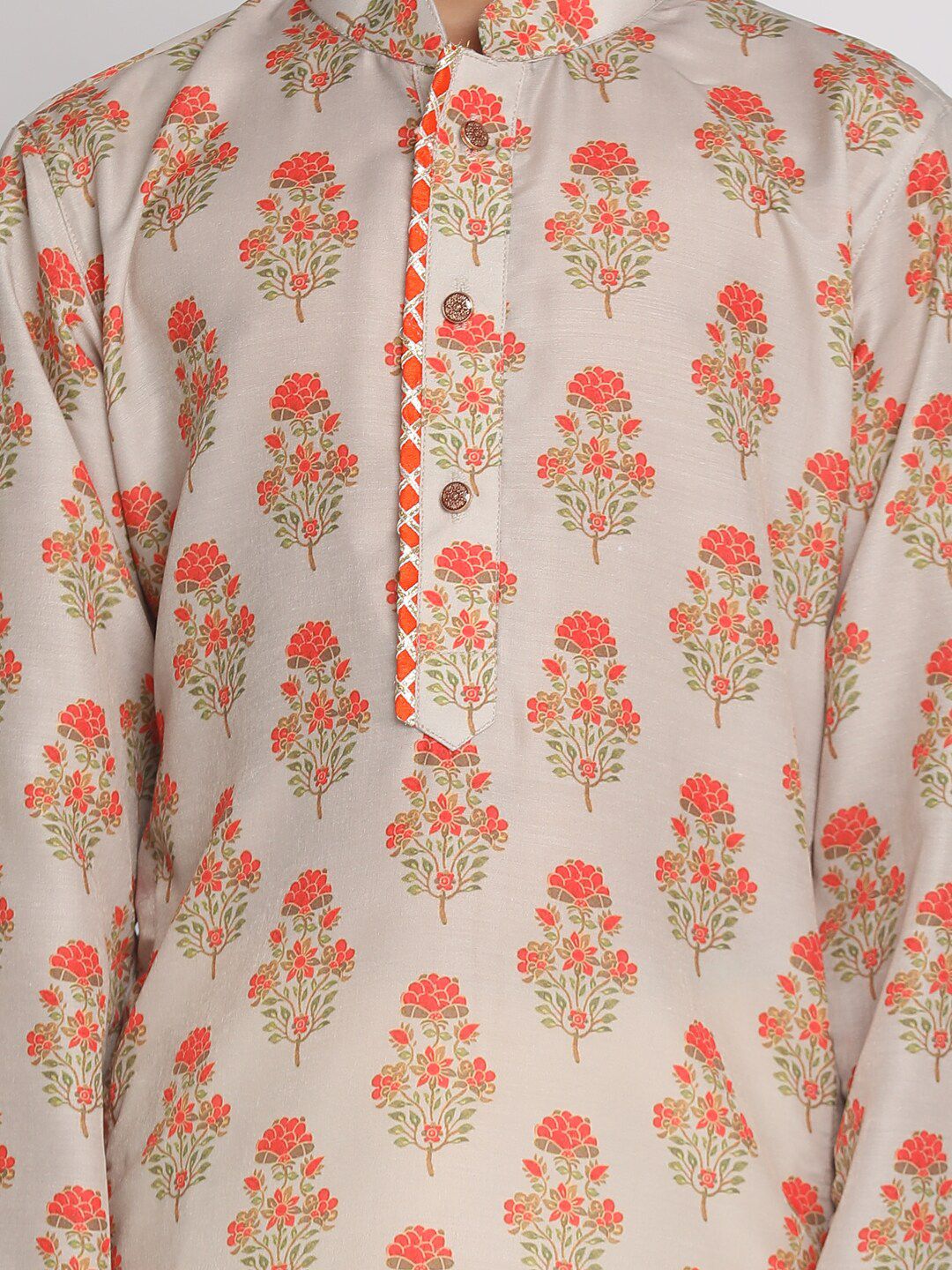 VASTRAMAY Boys Beige & Cream-Coloured Ethnic Motifs Printed Kurta with Salwar