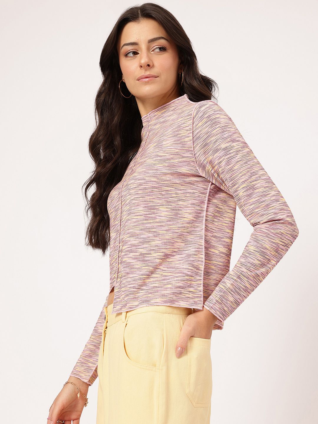 DressBerry Nomadic Knits Upturn Stitch Asymmetric Hem Top