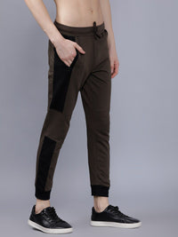 The Indian Garage Co Men Olive-Green & Black Colourblocked Slim-Fit Joggers