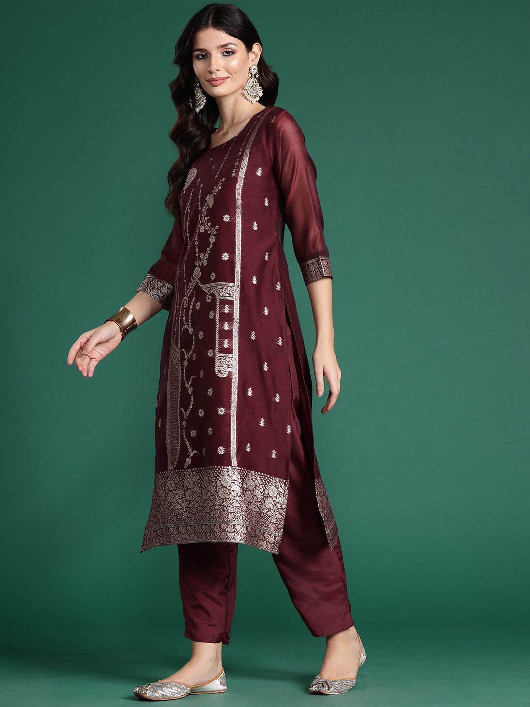 Indo Era Women Ethnic Motifs Regular Kurta with Trousers & With Dupatta