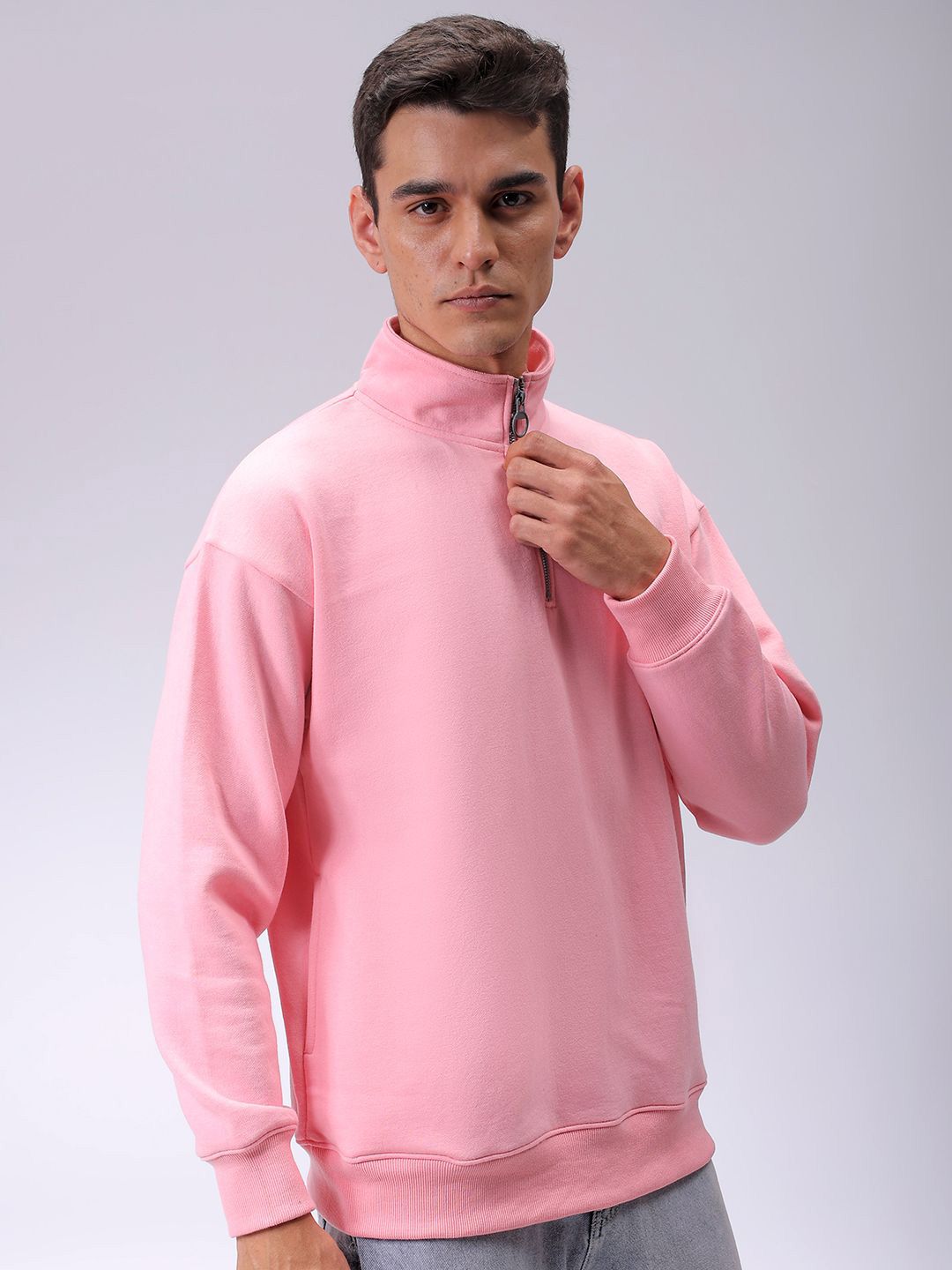 The Indian Garage Co Men High Neck Half Zipper Winter Sweatshirt