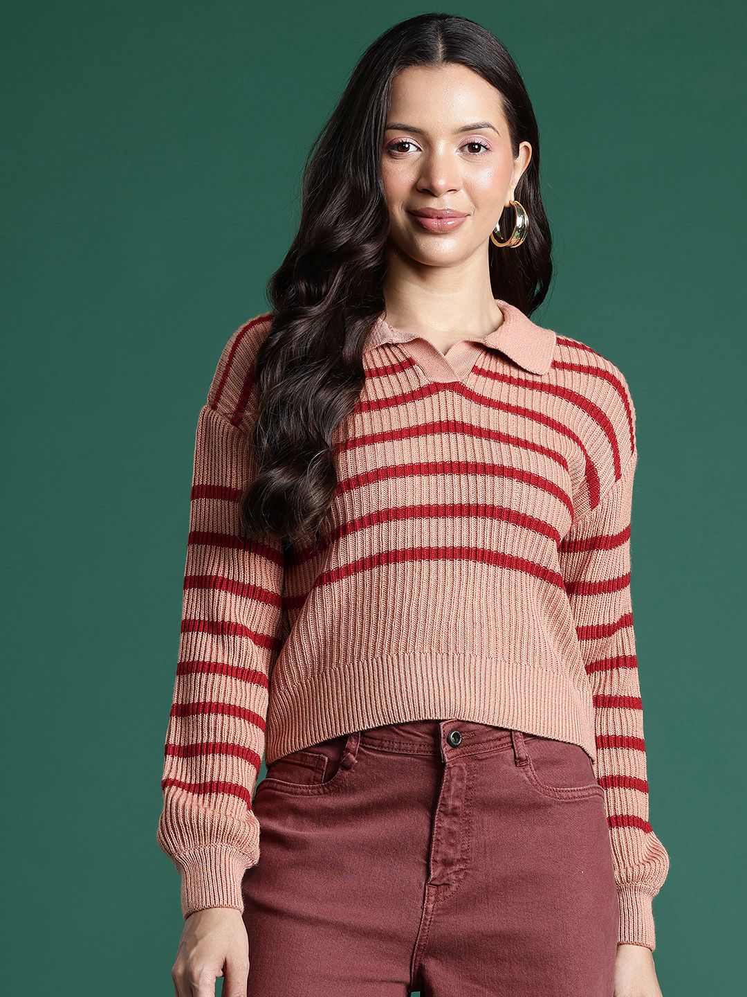 DressBerry Ribbed Striped Pullover