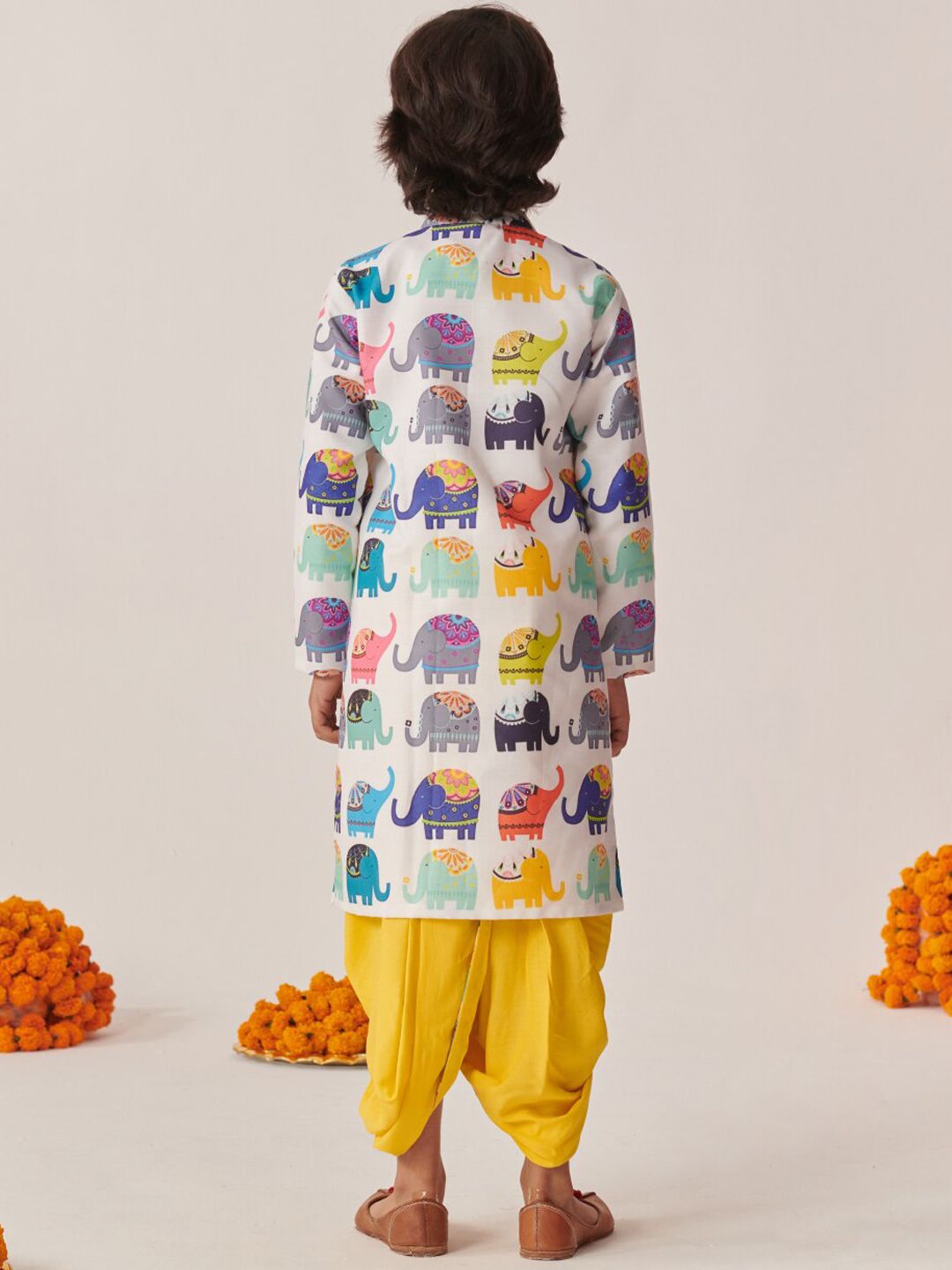 pspeaches Boys Animal Printed Angrakha Kurta with Dhoti Pants