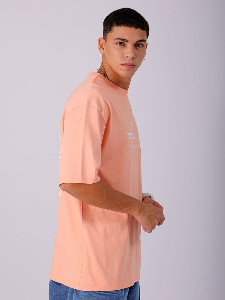 The Indian Garage Co Men Back Printed Boxy Oversized Round Neck T-shirt
