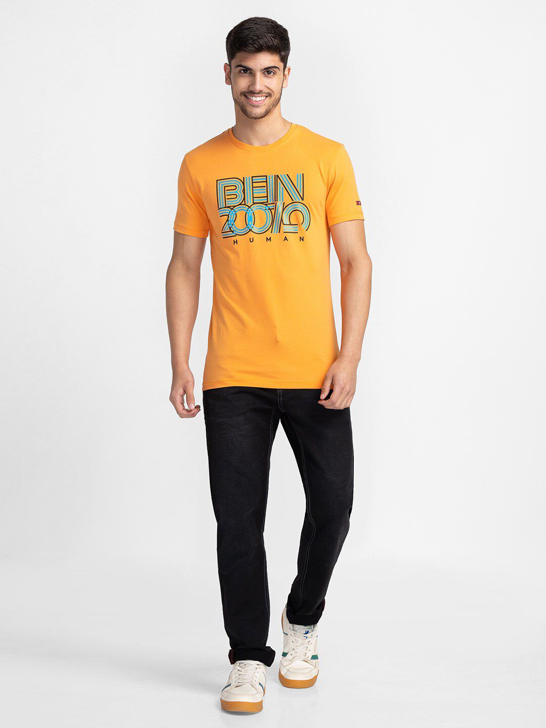 Being Human Typography Printed Regular-Fit Knitted Casual T-shirt