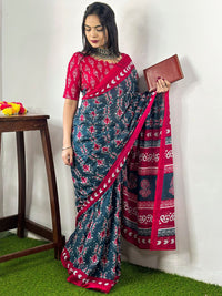 KALINI Ethnic Motifs Printed Poly Cotton Bagh Saree