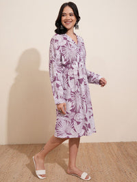 Vishudh  Women Floral Print Midi Shirt  Dress