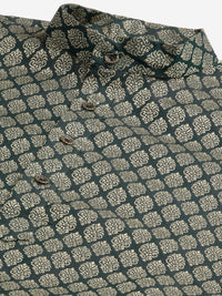 SOJANYA Men Green & Mustard Yellow Ethnic Motifs Kurta with Churidar & Nehru Jacket