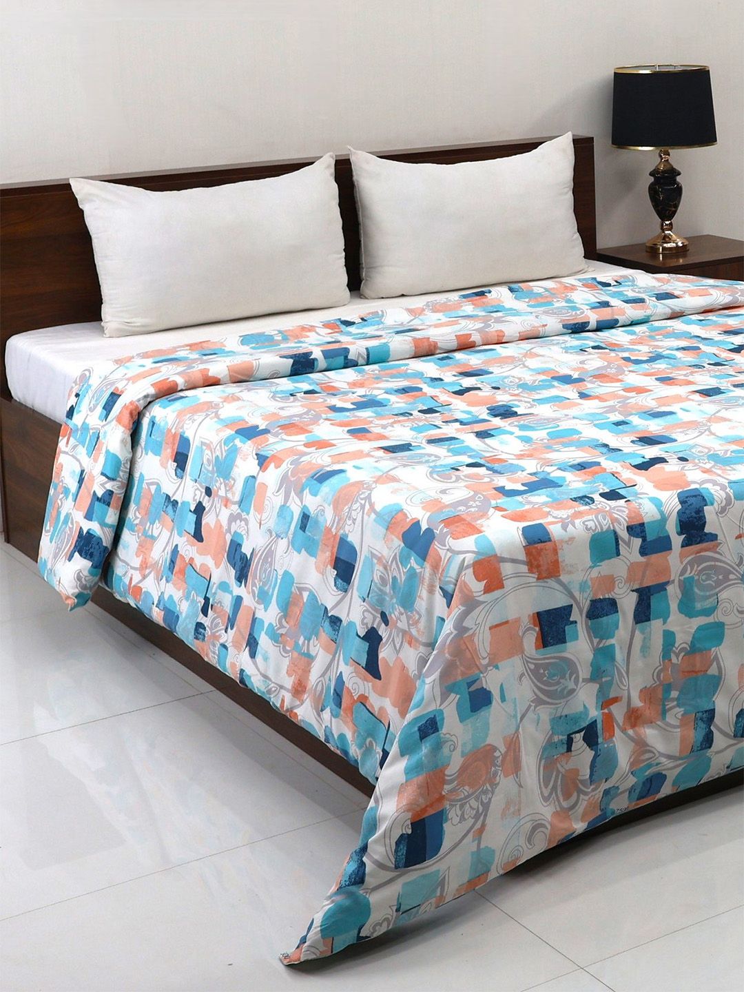 Bombay Dyeing Allure 144 TC 100% Cotton Teal Blue Double King Duvet Cover