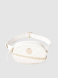 Lino Perros Women White Quilted Sling Bag Cum Fanny Pack