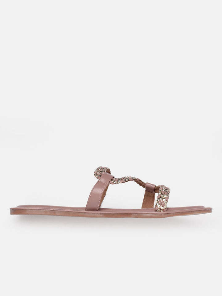 DressBerry Women Striped Open Toe Flats
