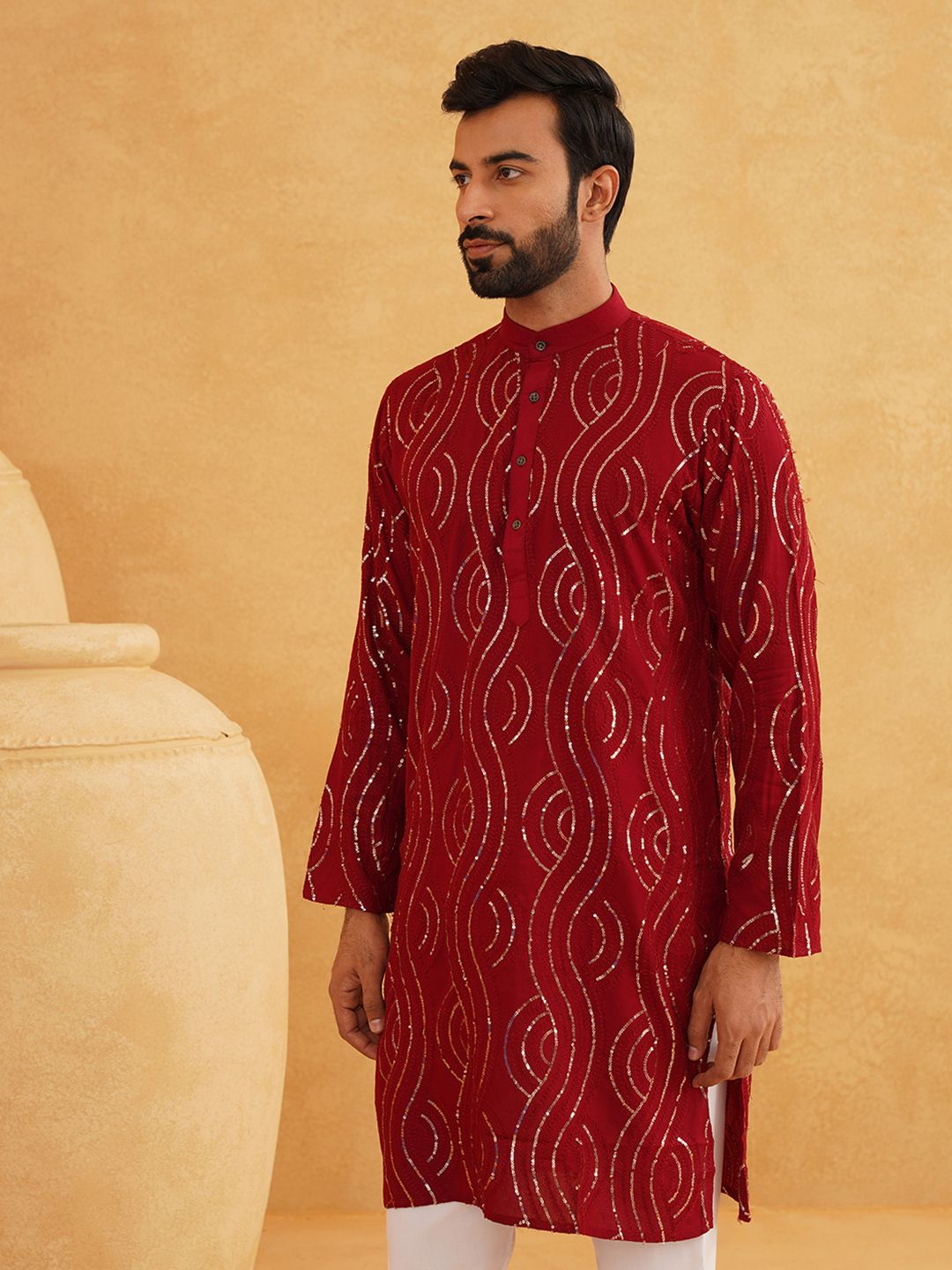 SOJANYA Kurta Kapas Tulen Bersulam Leheriya Dengan Churidar