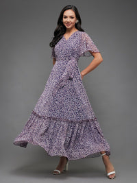 Miss Chase Floral Printed Flared Sleeve Maxi Dress