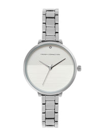 French Connection Women White Dial & Silver Toned Straps Analogue Watch-FCS001A-Silver