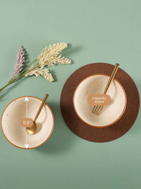 URBAN SPACE Beige 2 Pieces Printed Matte Dishwasher and Microwave Safe Bowl