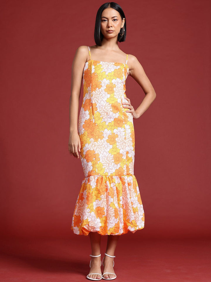 all about you Floral Print Drop-Waist Midi Dress
