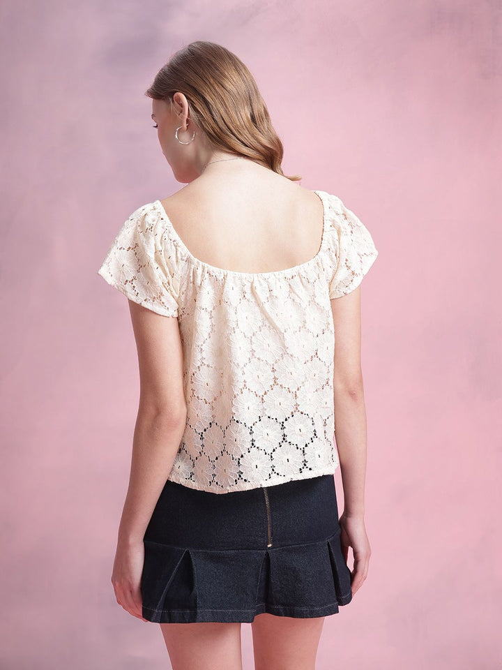 DressBerry Floral Lace Boxy Top