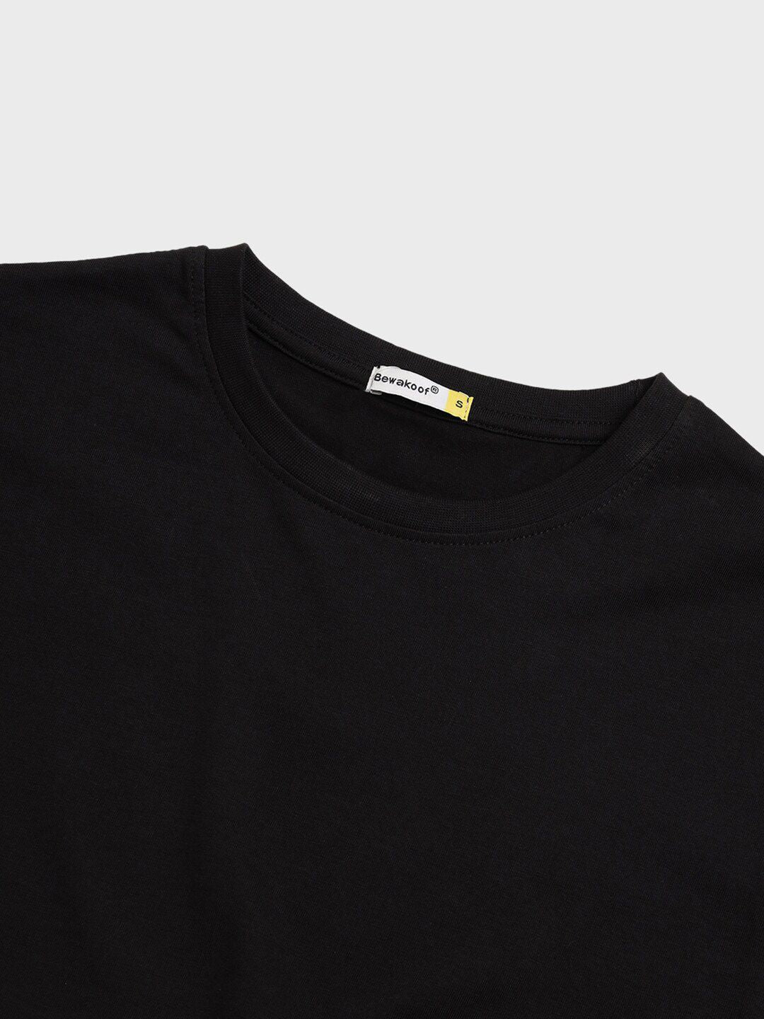 Bewakoof Black Graphic Printed Round Short Sleeves Neck Pure Cotton T-shirt