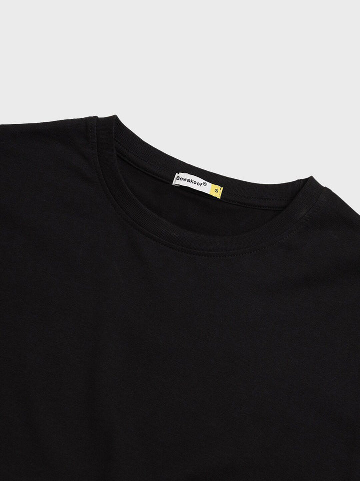 Bewakoof Black Graphic Printed Round Short Sleeves Neck Pure Cotton T-shirt