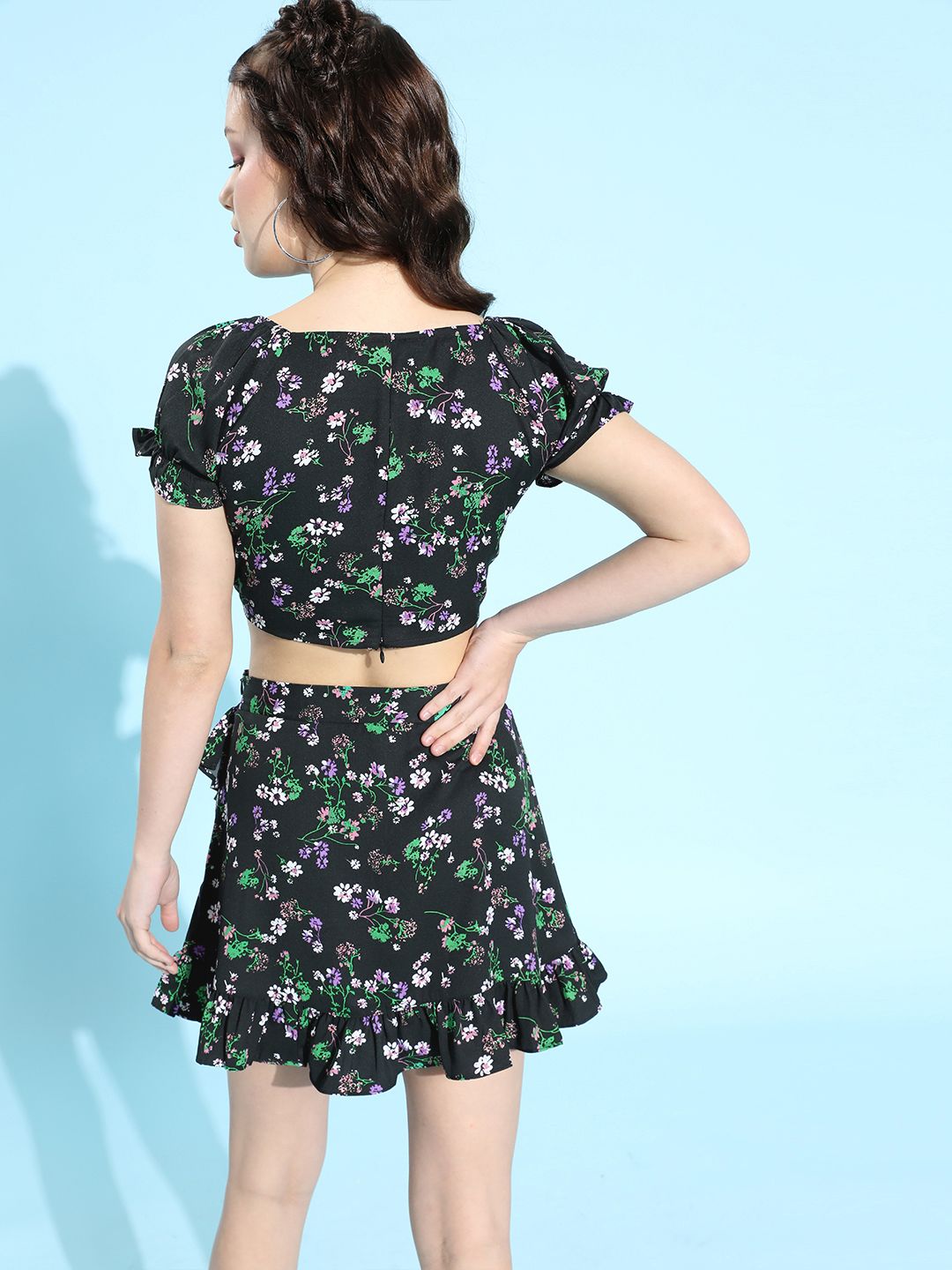 Berrylush Women Stylish Black Floral Dress