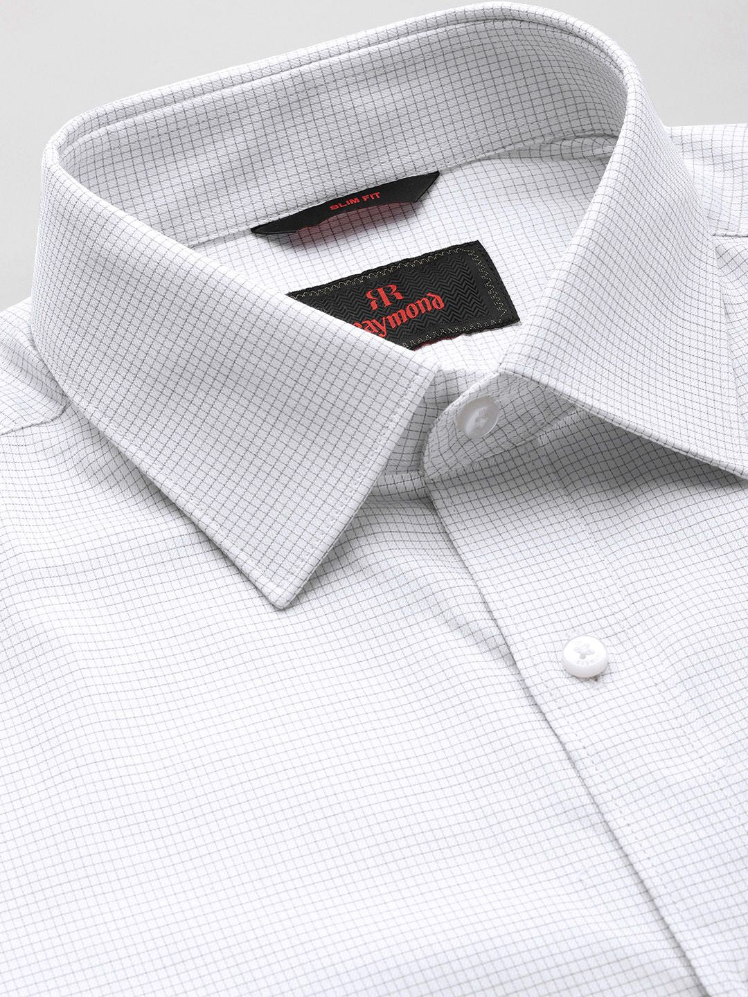Raymond Men Pure Cotton Slim Fit Micro Checks Opaque Formal Shirt