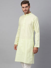 SOJANYA Kurta Lurus Pepejal Hijau Limau Lelaki