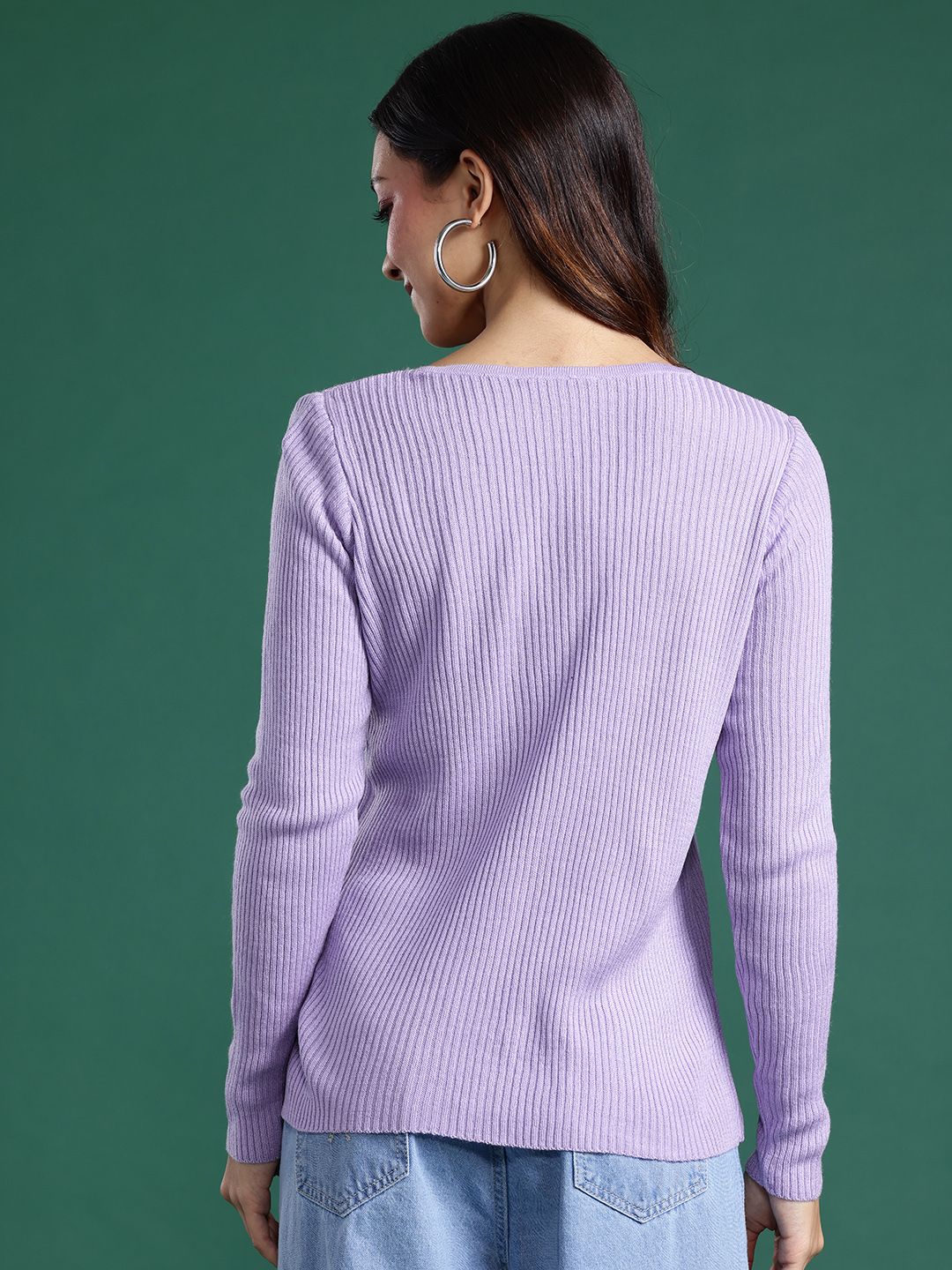 DressBerry Women V-Neck Ribbed Pullover