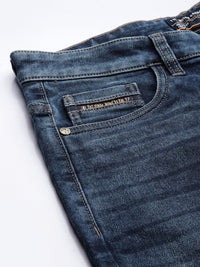 The Indian Garage Co Men Navy Blue Slim Fit Light Fade Stretchable Jeans