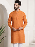SOJANYA Checked Woven Design Mandarin Collar Straight Kurta