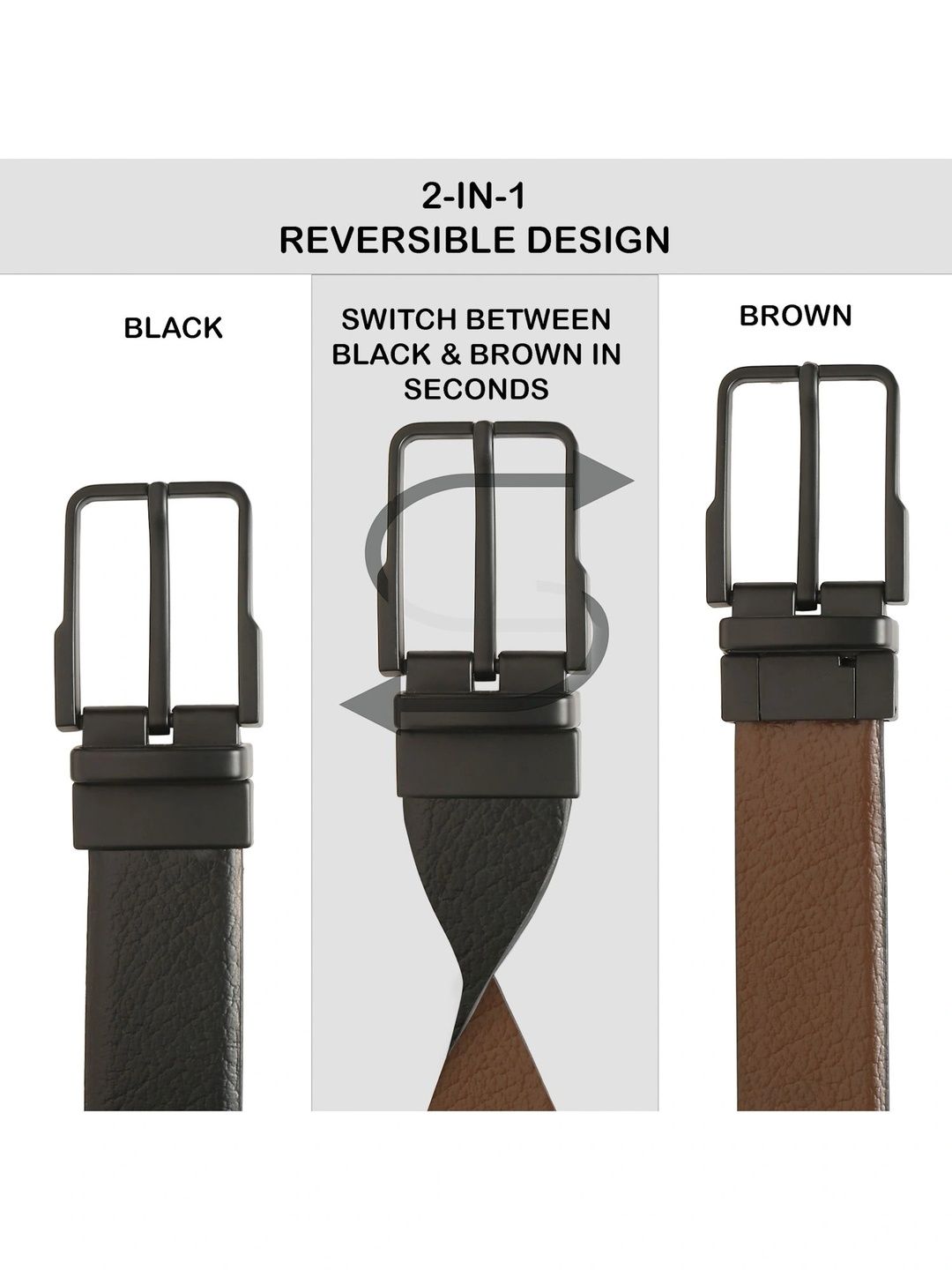 Teakwood Leathers Men Textured Leather Reversible Belt