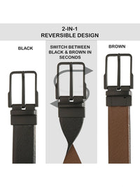Teakwood Leathers Men Textured Leather Reversible Belt