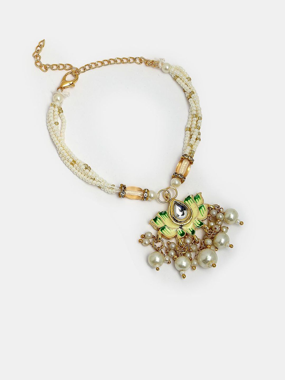 NVR Set of 2 Kundan-Studded & Beaded Wraparound Rakhis With Roli Chawal