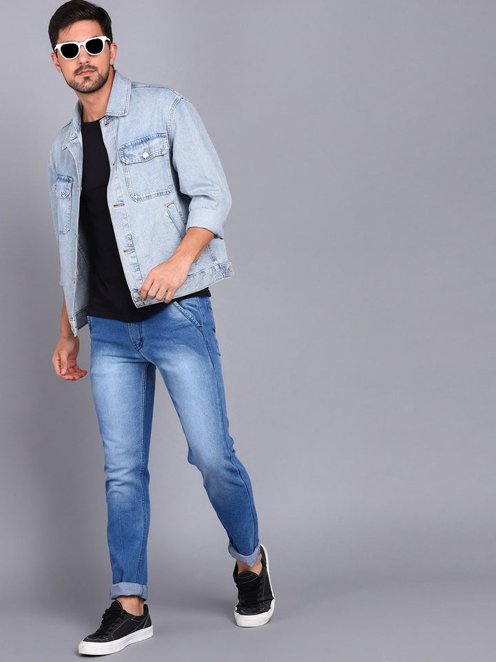 Urbano Fashion Men Blue Pure Cotton Slim Fit Heavy Fade Stretchable Jeans