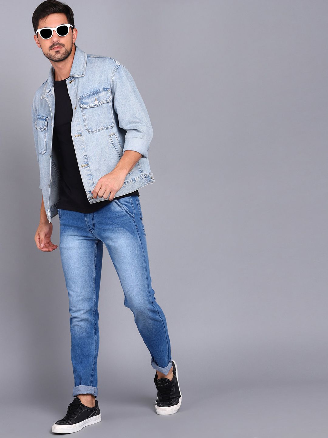 Urbano Fashion Men Blue Pure Cotton Slim Fit Heavy Fade Stretchable Jeans