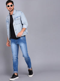 Urbano Fashion Men Blue Pure Cotton Slim Fit Heavy Fade Stretchable Jeans