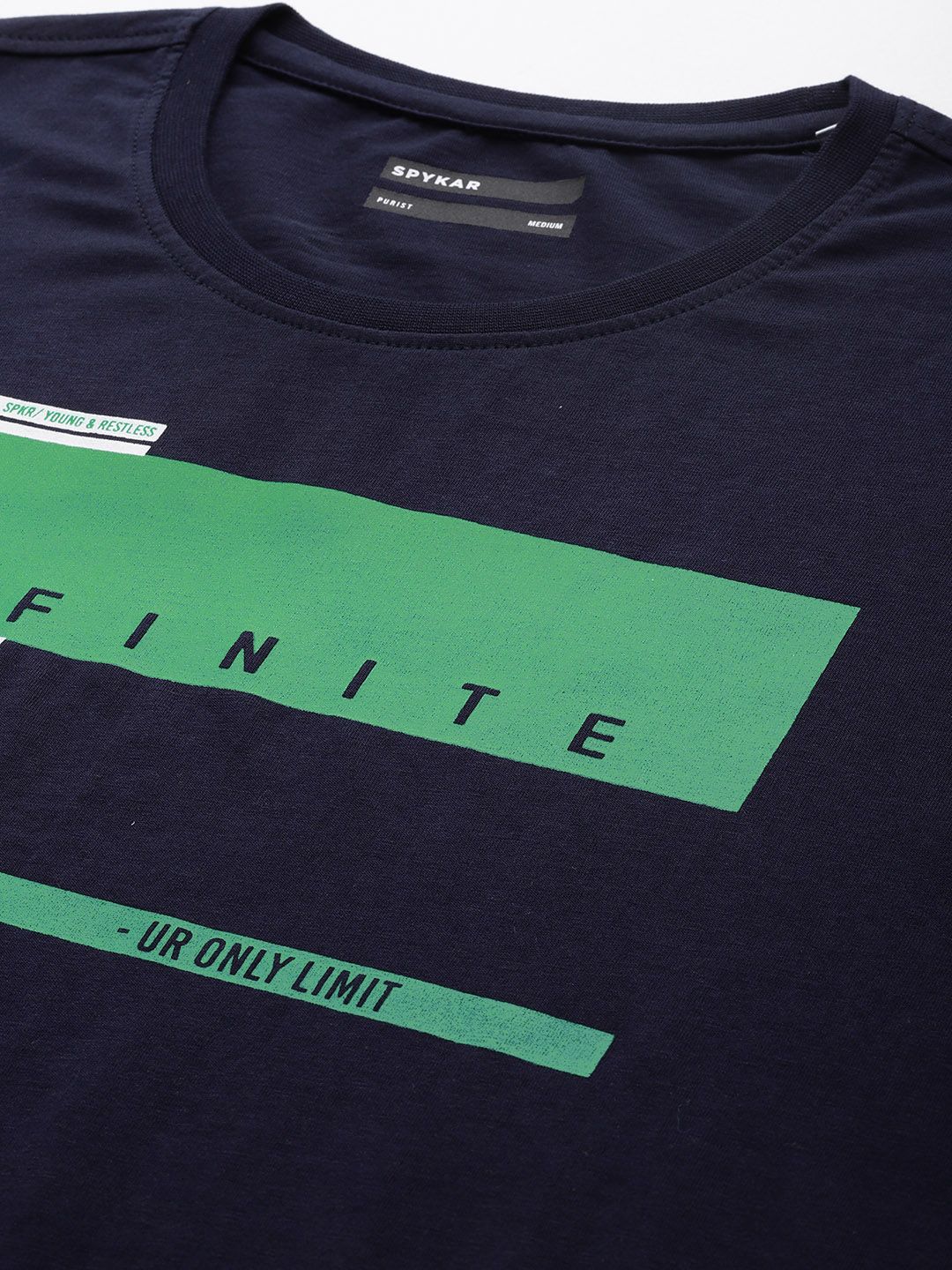 SPYKAR Typography Printed Slim Fit Pure Cotton T-shirt