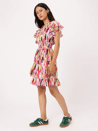 DressBerry Color Kaleidoscope Smocked A-Line Dress