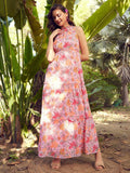 STREET 9 Pink Floral Printed Georgette Maxi Dress