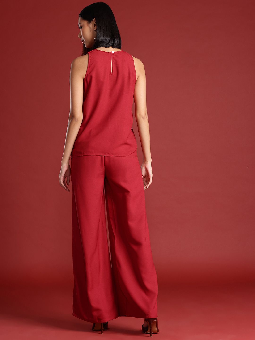 all about you Women Round Neck Flared Leg Co-Ords