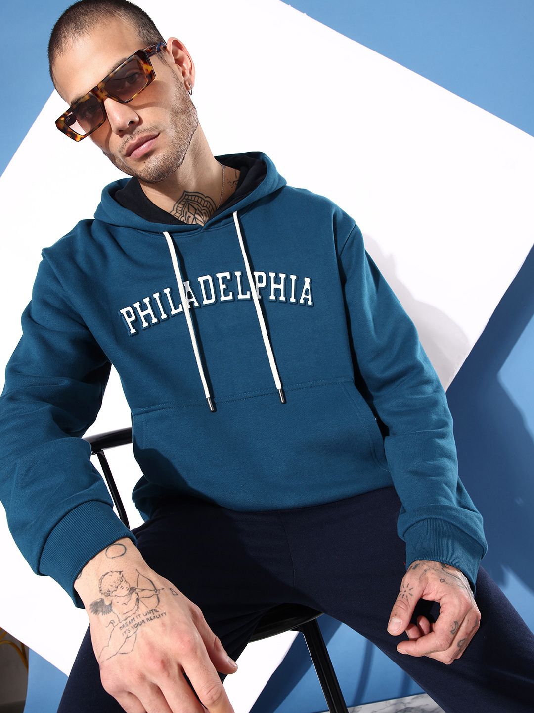 DILLINGER Men Typography Printed Hooded Sweatshirt