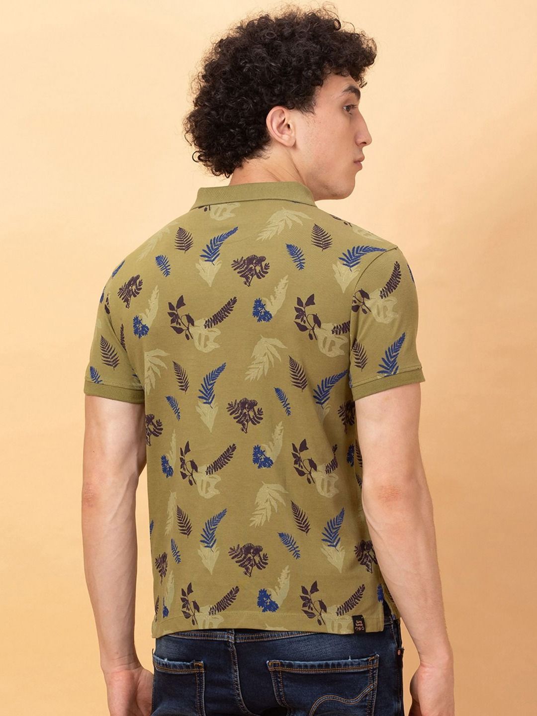 Being Human Men Floral Printed Polo Collar Applique T-shirt