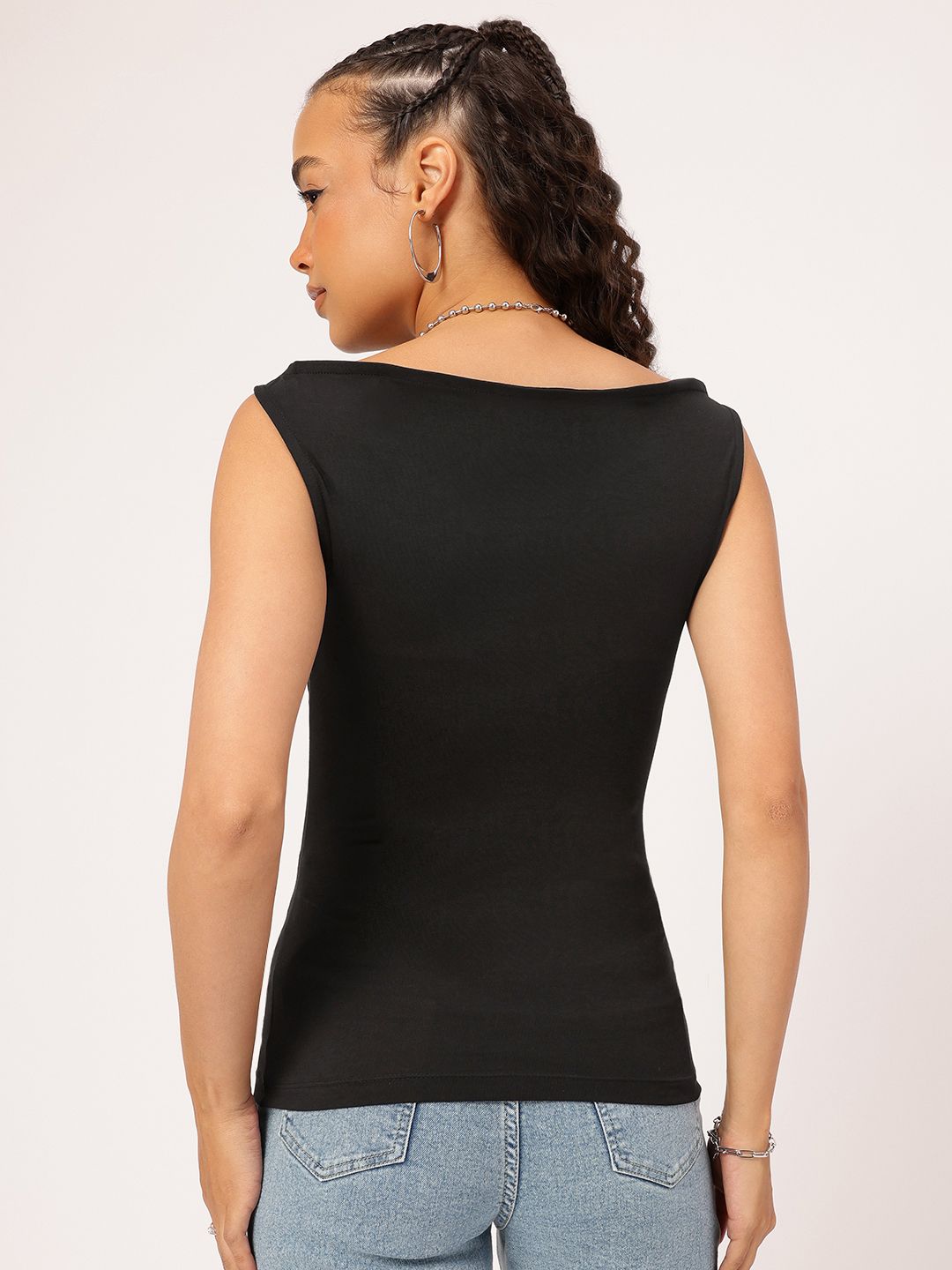 Noir Elegance Strappy Fitted Top