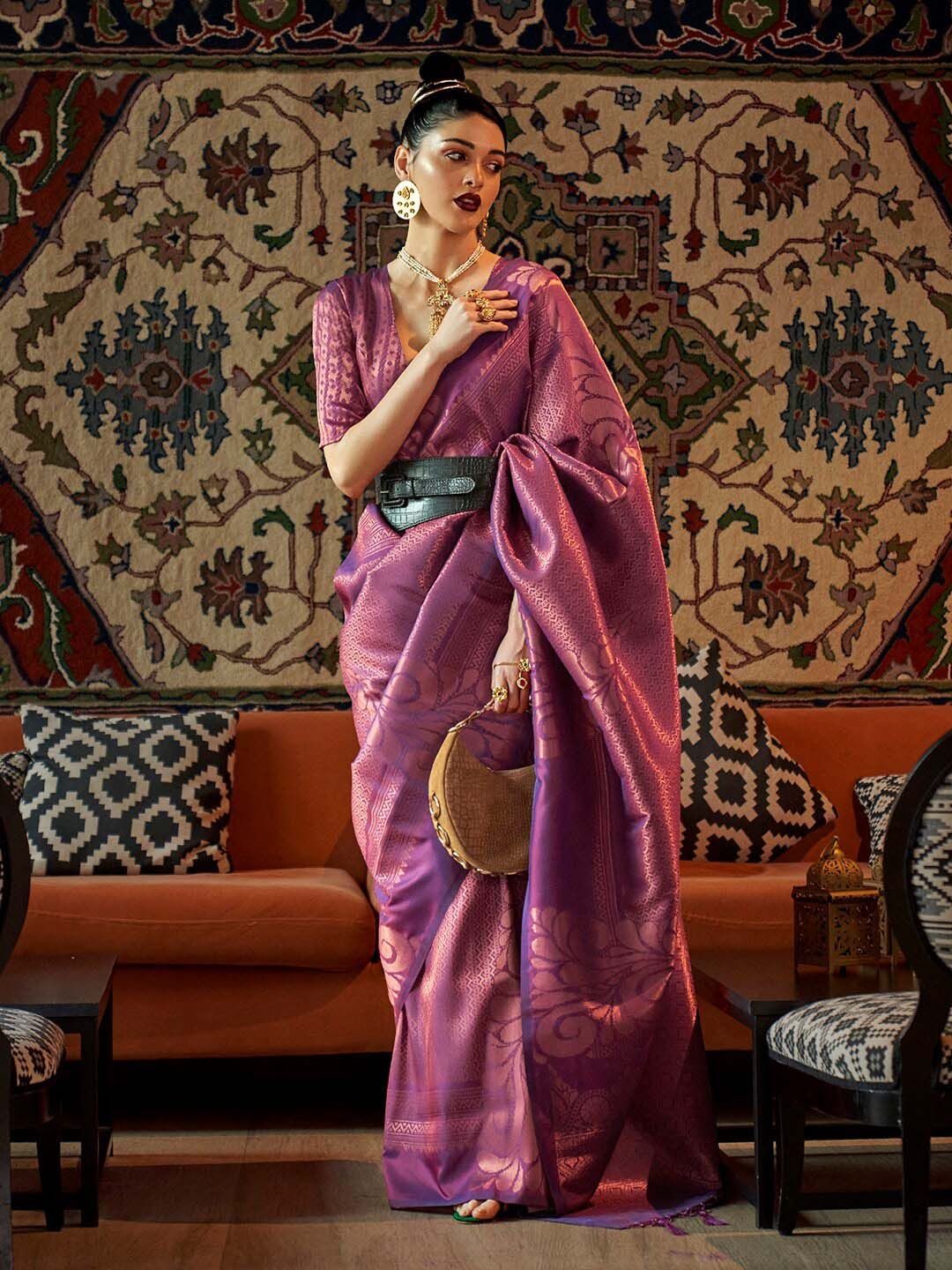 Saree mall Striped Zari Woven Design  Kanjeevaram Sarees