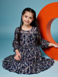 pspeaches Girls Ethnic Motifs Printed Georgette A-Line Dress