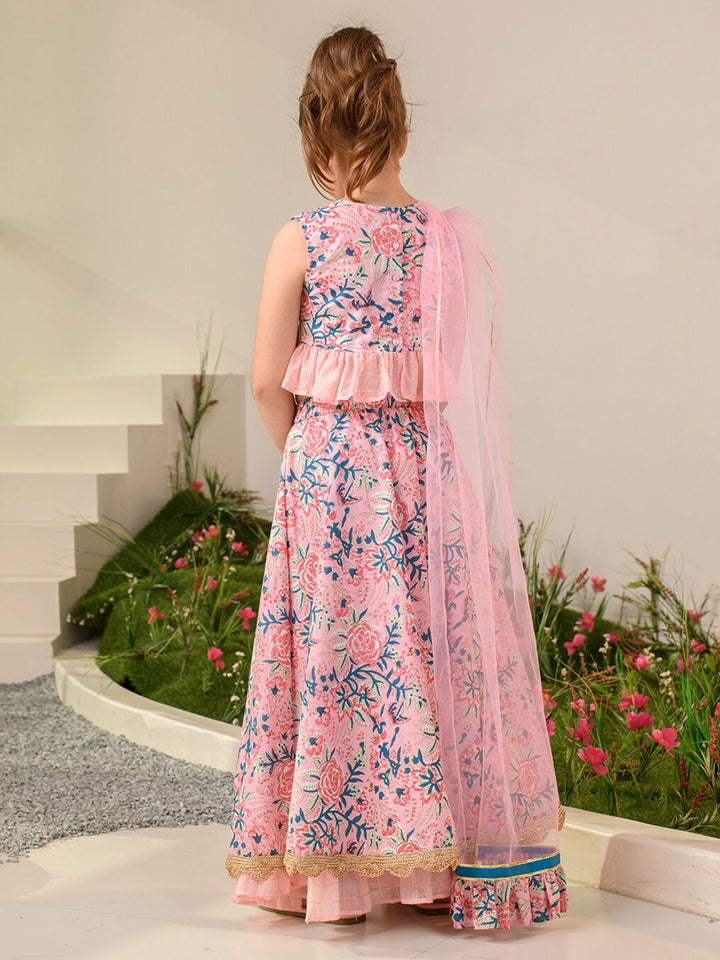 pspeaches Girls Printed Ready to Wear Lehenga & Blouse With Dupatta