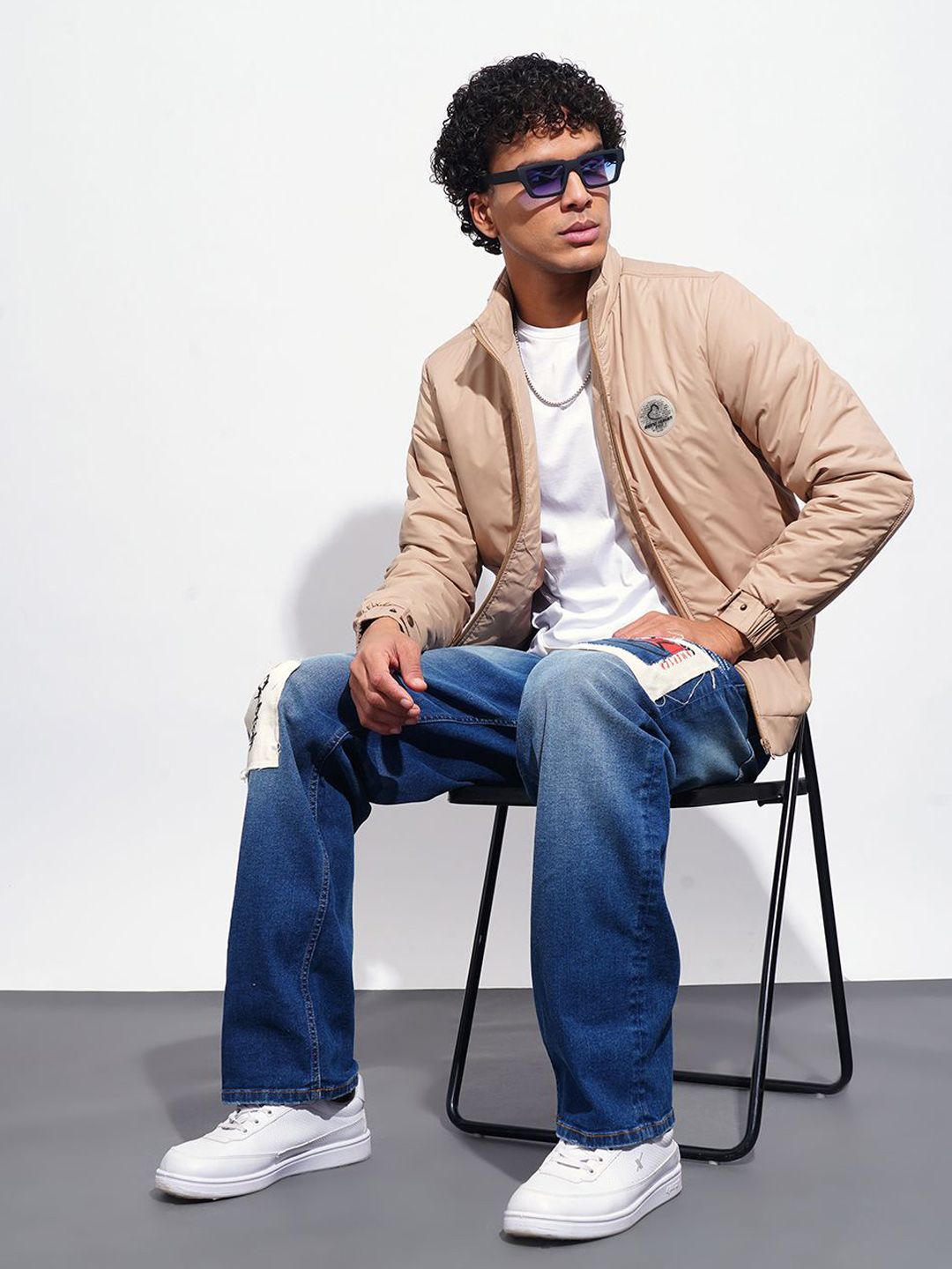Being Human Men Mock Collar Solid Casual Bomber Jacket