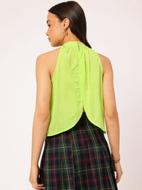 DressBerry Overlap Chic High Neck Front Slit Top