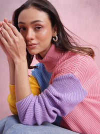 DressBerry Colourblocked Turtle Neck Pullover