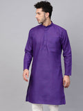SOJANYA Lelaki Ungu Solid Kurta Lurus