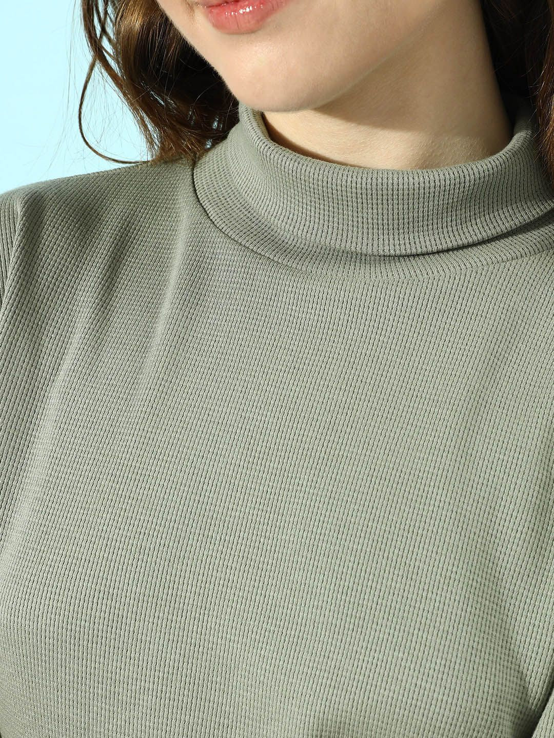 STREET 9 Women Beautiful Grey Solid Knitted Top
